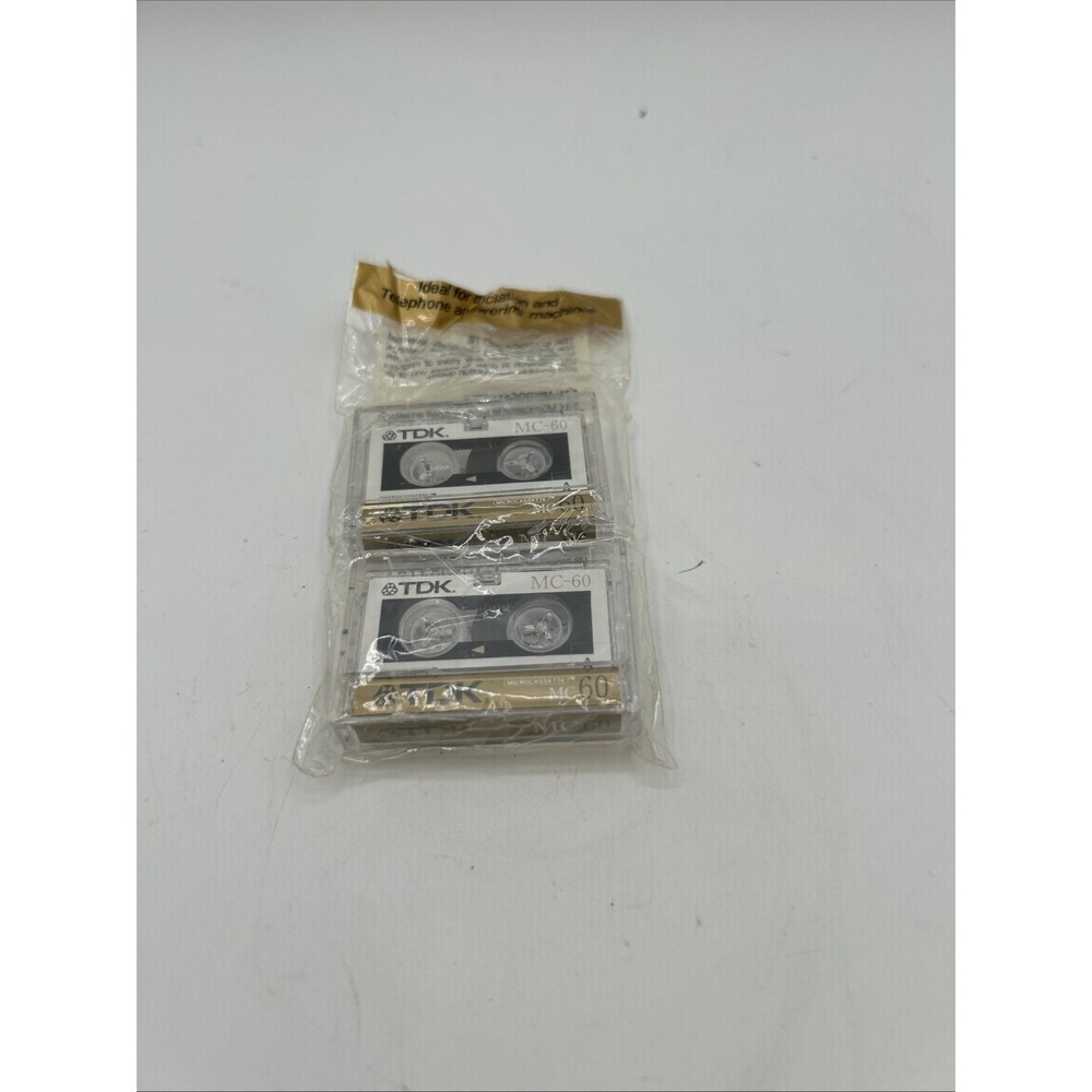 TDK Microcassette MC-60 2-Pack‎ Audio Tapes Gold Clear Case New Sealed Recording